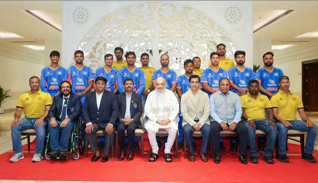 PCCAI physical disability cricket team with officials